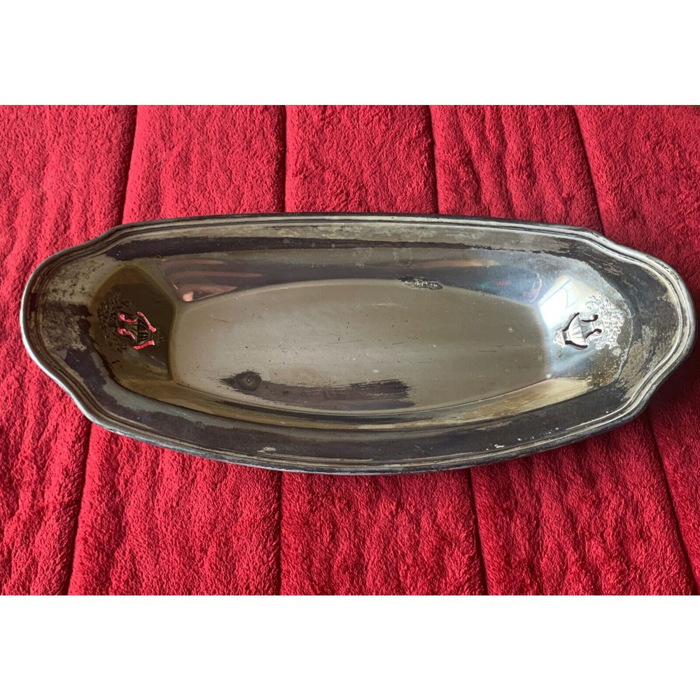 Vintage OVAL TRAY Vases with Flowers Decoration "Eastern Silverplate Co"